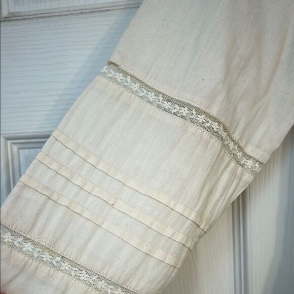 TOPSHOP Size 6 Cream Pullover Dress Lightweight Lace Victorian Fit & Flare Midi - Picture 2 of 8